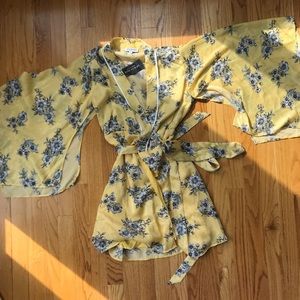 Yellow Kimono Mini Dress